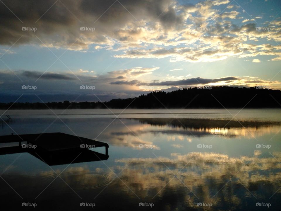 Sunrise over the lake in Poland 