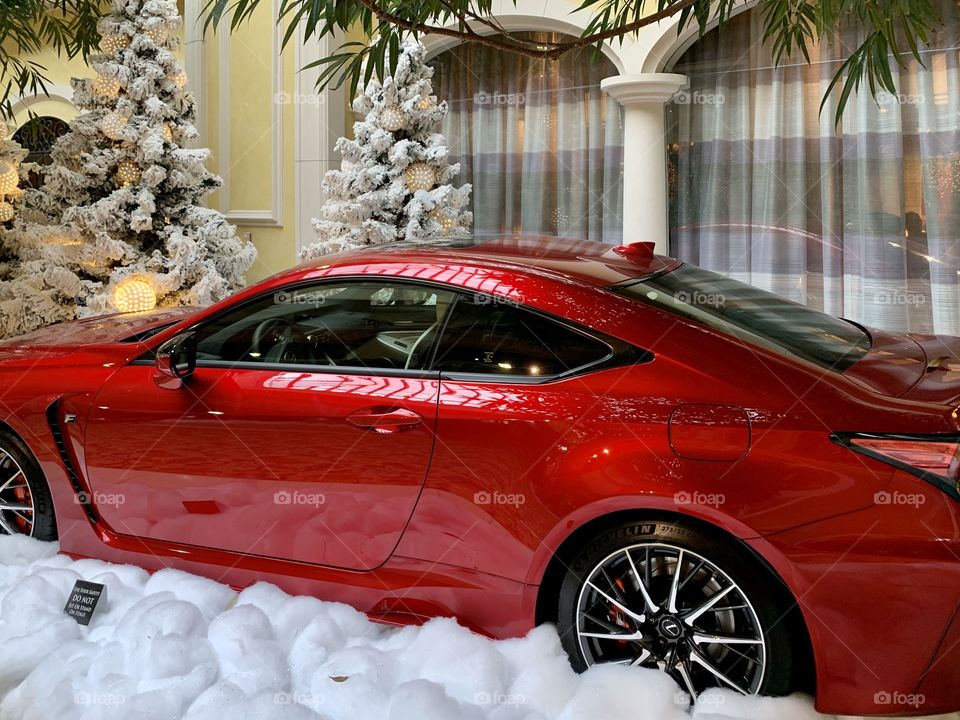 Shiny, red Lexus F model