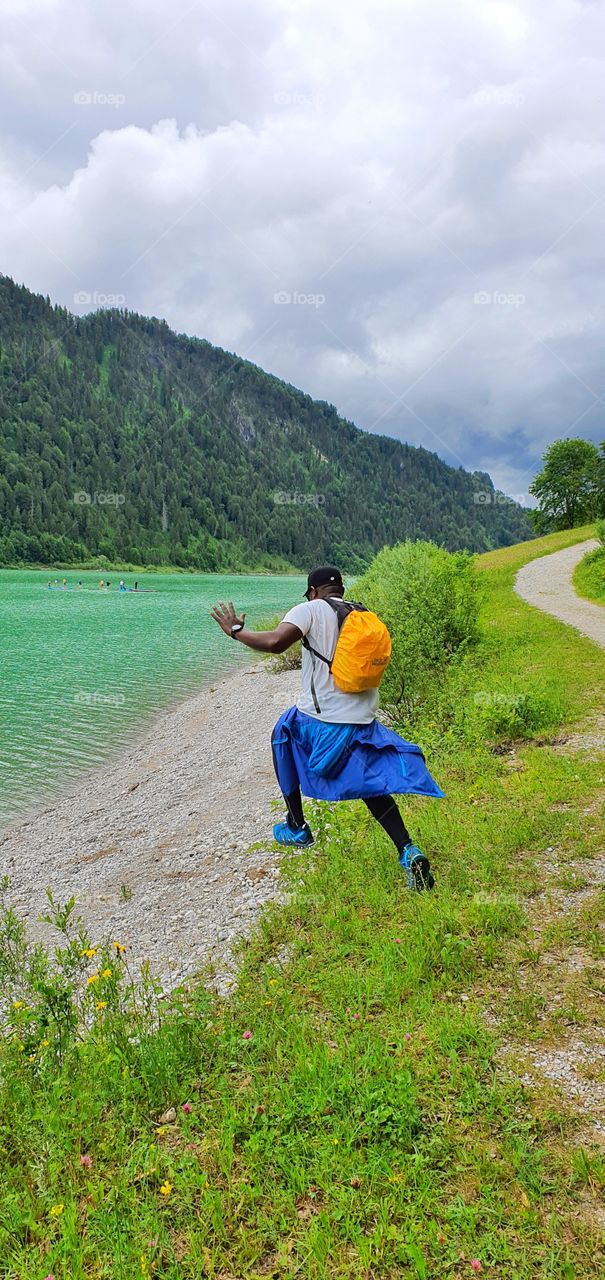Jumping into the river
