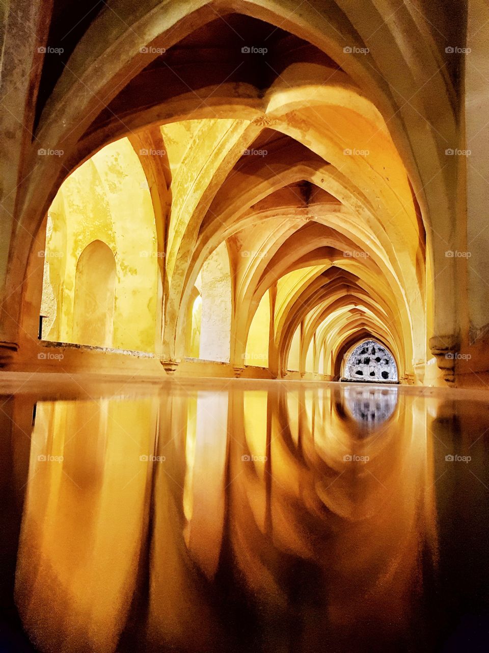 water reflection of arches