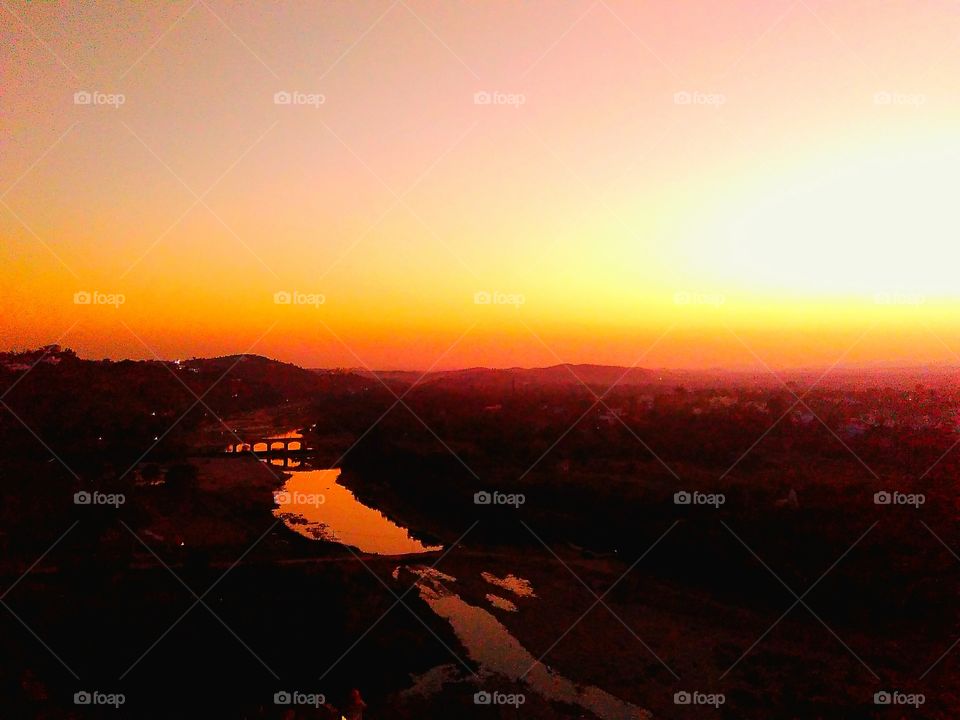 landscape of mountains and river