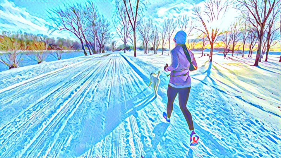 jogging in the snow