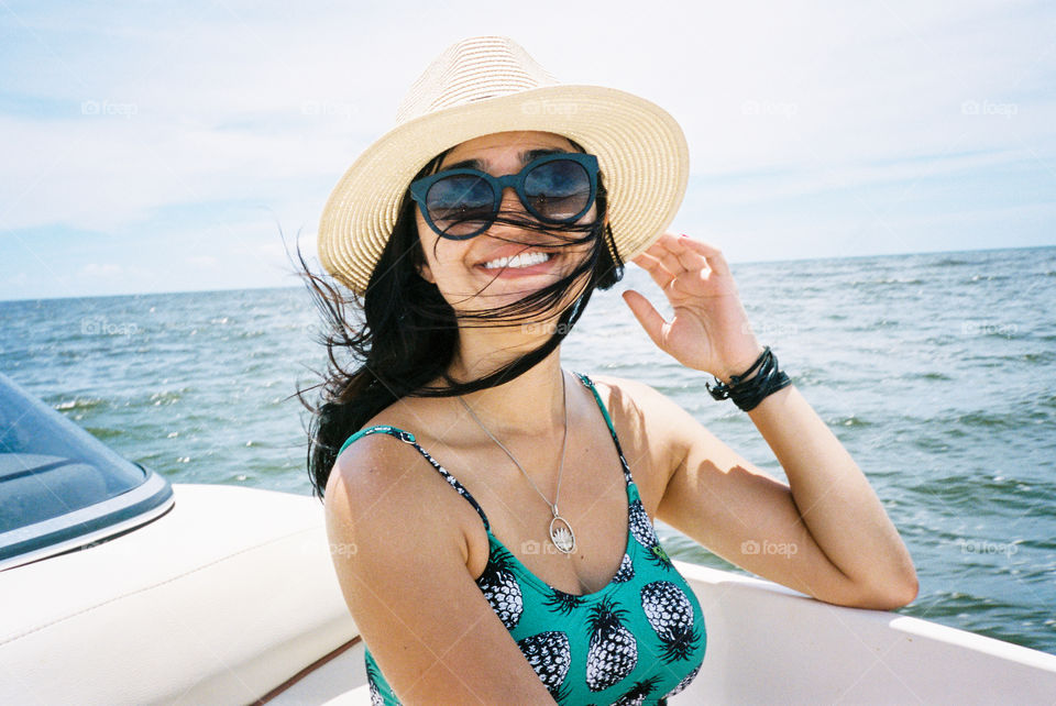 Smiling on a boat