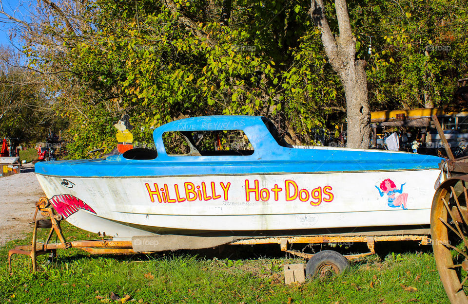 Hillbilly Hotdogs boat sign