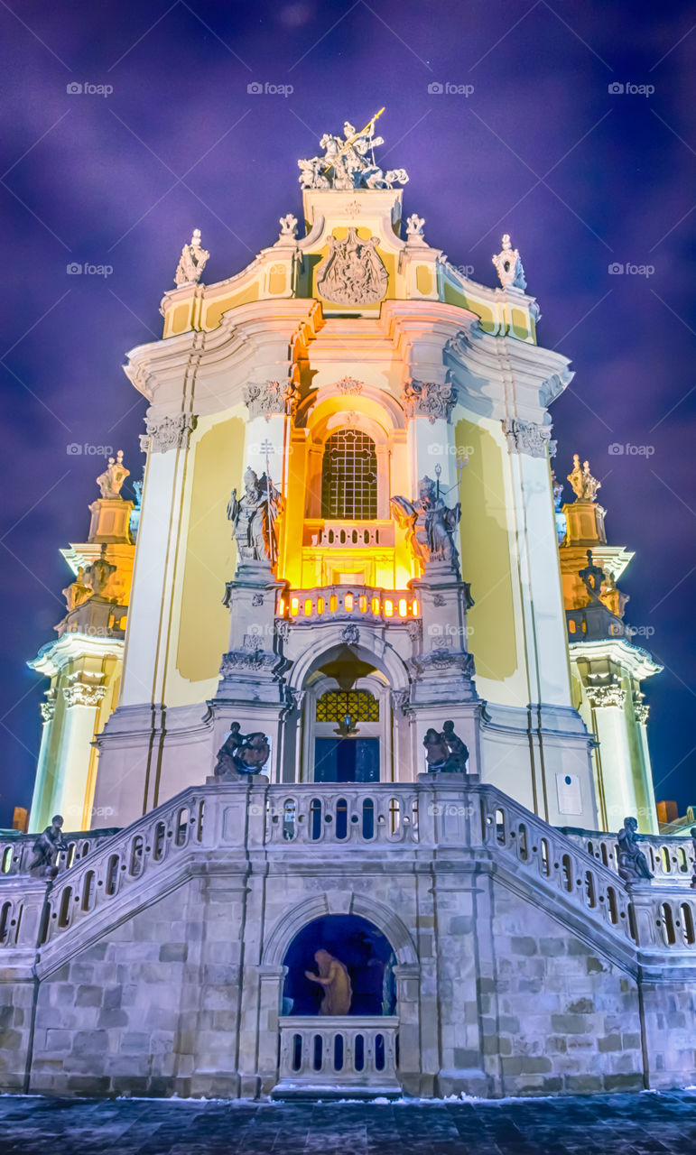 Night Lviv city scene