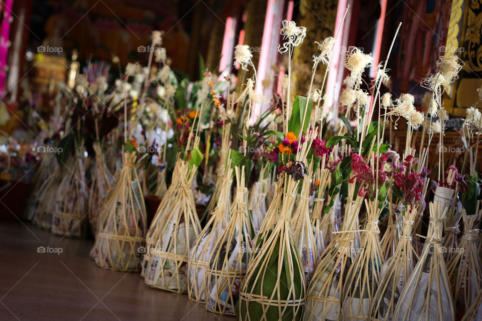 The annual thai temple festival, Tan guay 
salak, Lampang, Thailand