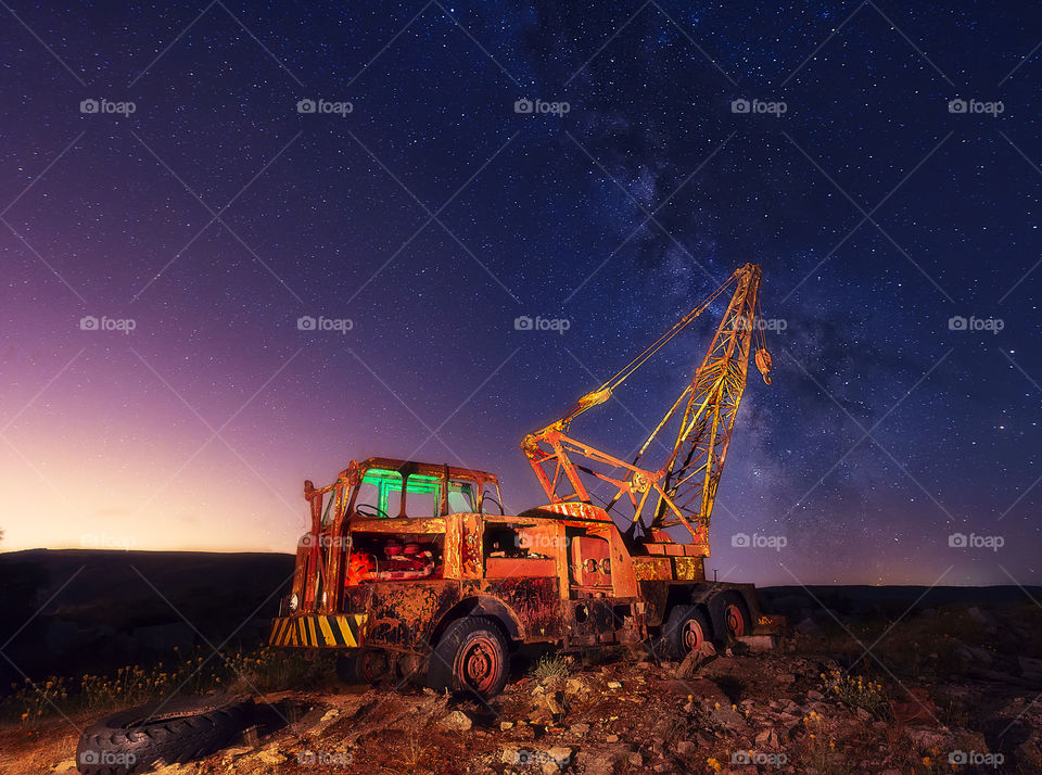 Heavy truck and the milkyway