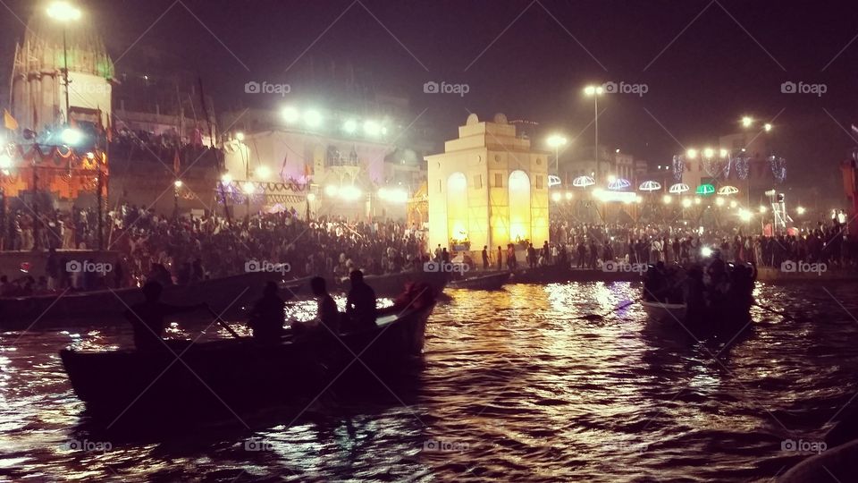 lightings on bank of river Ganges on occassion of festival of Dev Deepavali