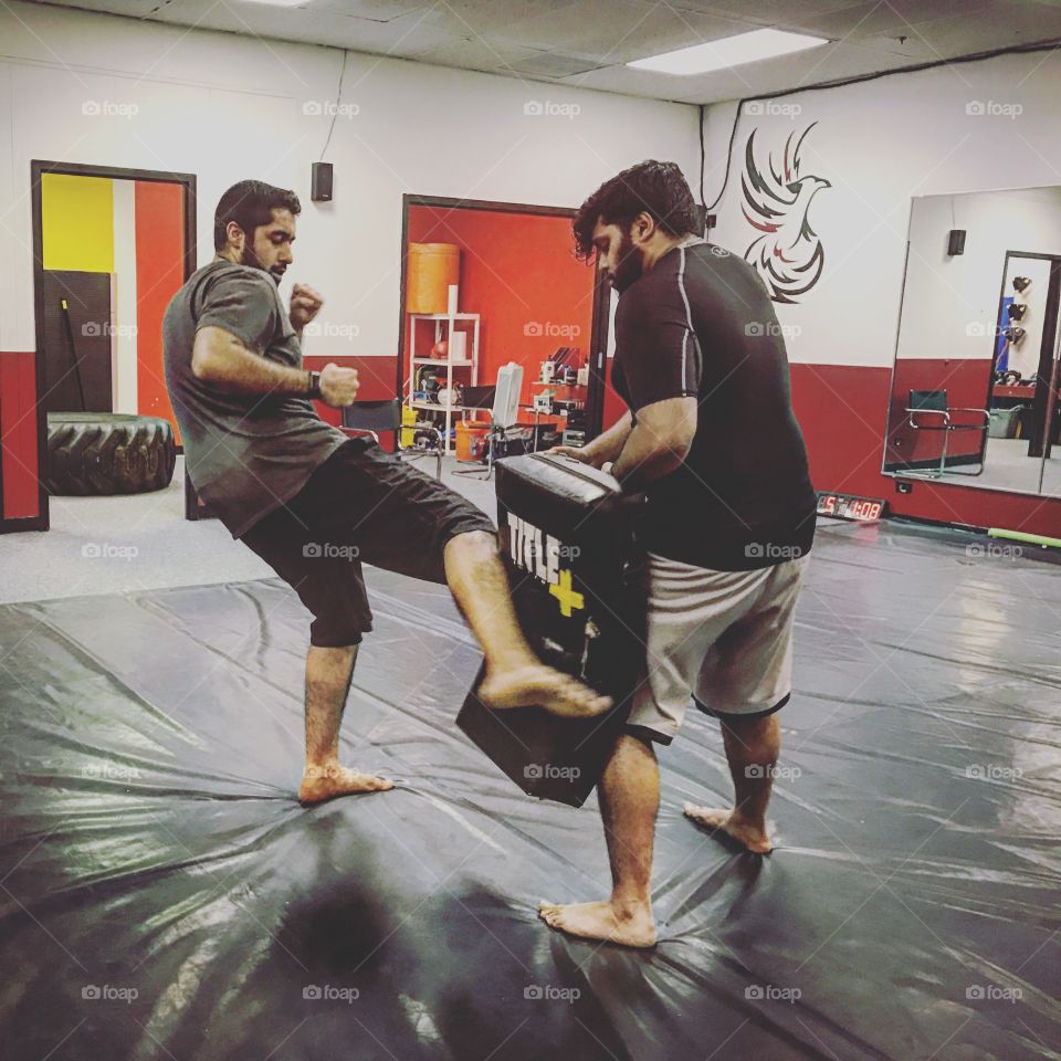 Azeam's first ever kick. Not bad, champ. 