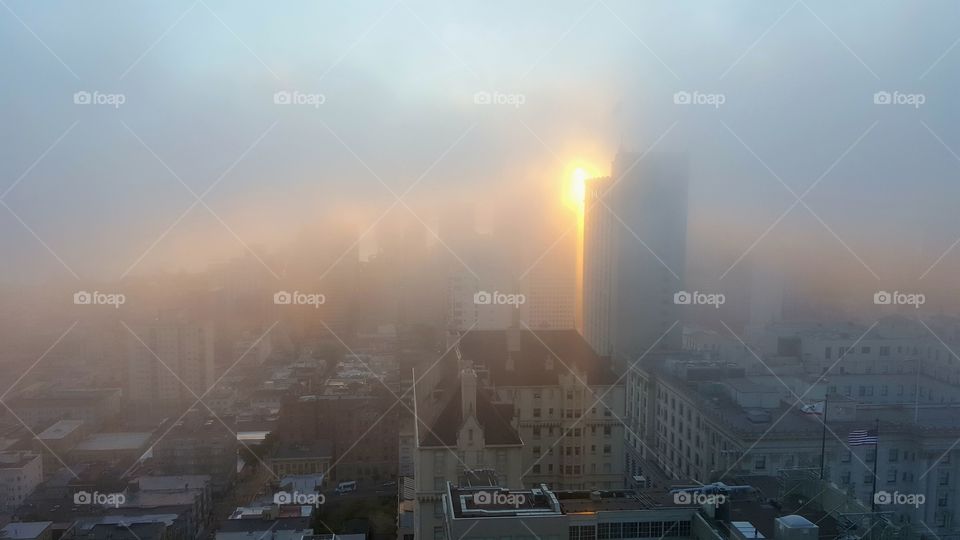Fog and cityscape