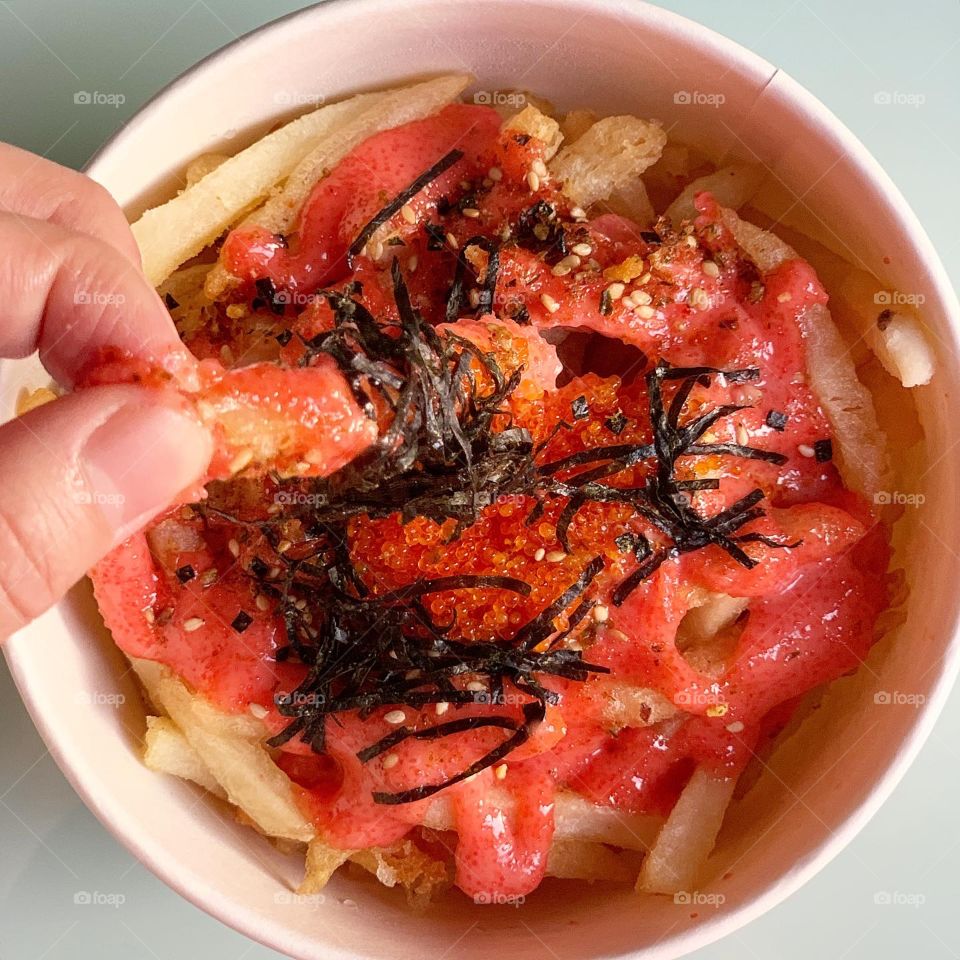 Japanese food delivery - mentaiko seaweed french fries