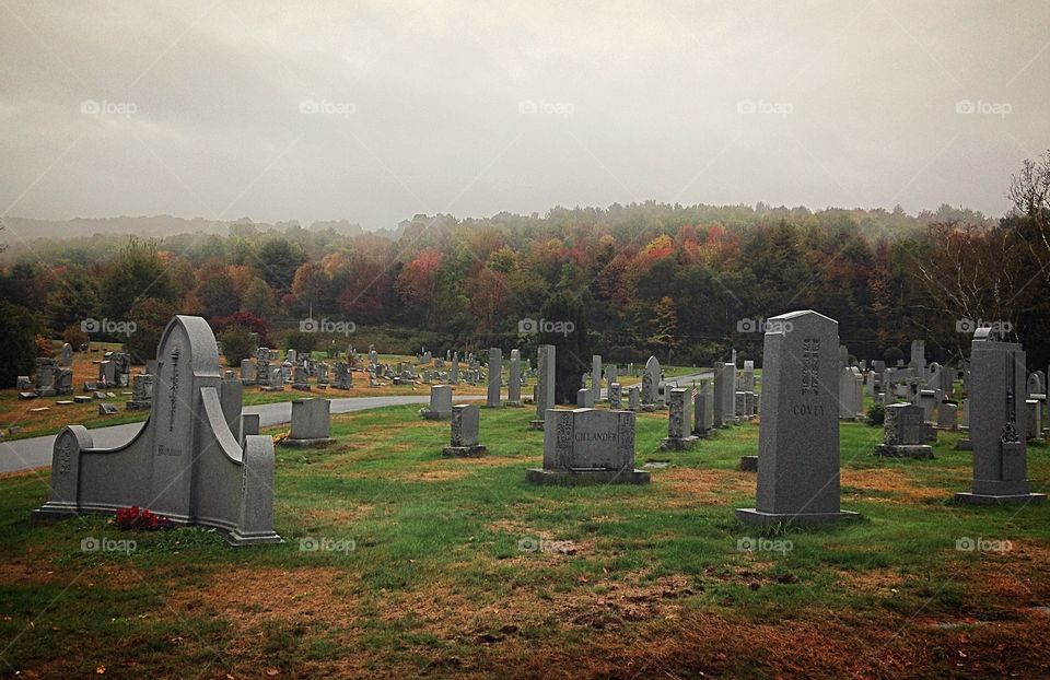 Rainy Autumn day at a cemetery...