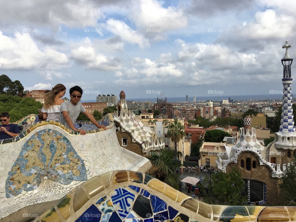 Views of Barcelona from gaudi park 