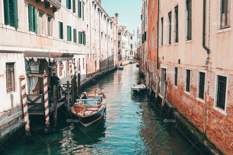 Boat in canal in Venice 