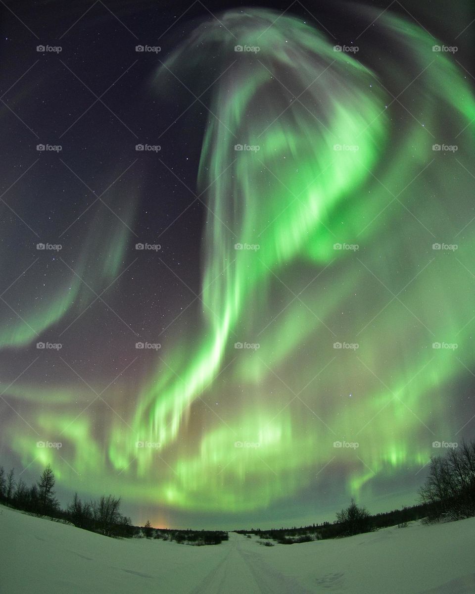 North, winter, aurora, solar wind, sun, night, flash, Polar region, snow, green, frost, northern night, emerald, flashes, magnetic storm, northern beauty, northern winter, evening, photo apparatus, shooting at night, long exposure