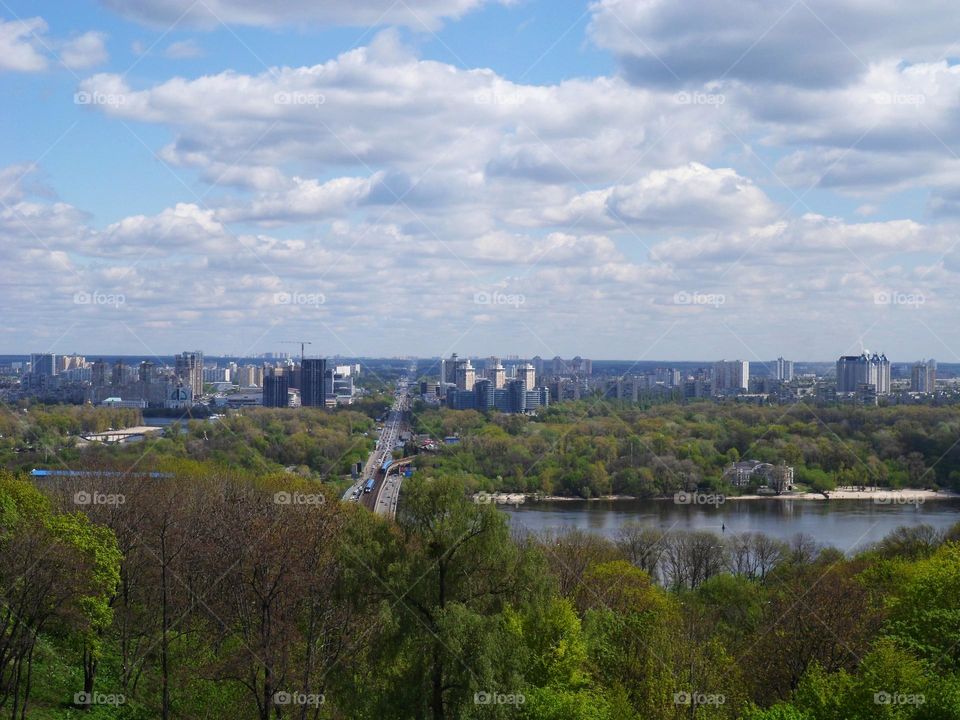 landscape of the left bank of the Dnieper city of Kiev