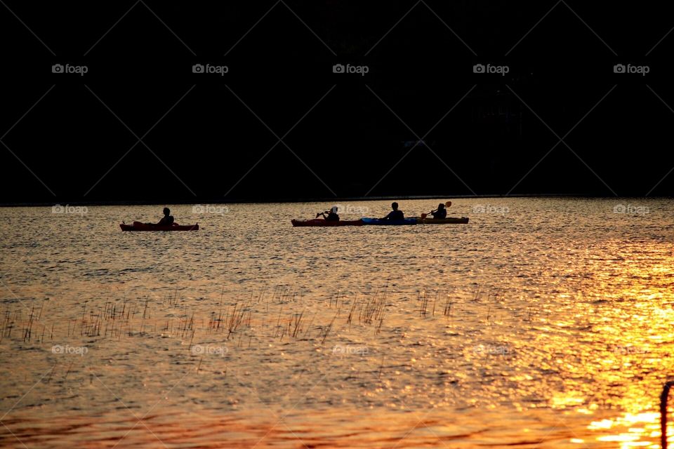 Sunset canoeing 