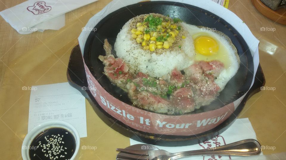 Teriyaki Beef Pepper Rice with Egg (credits to Pepper Lunch)