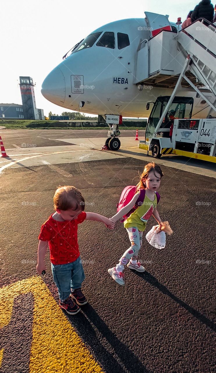 Children on the runway.