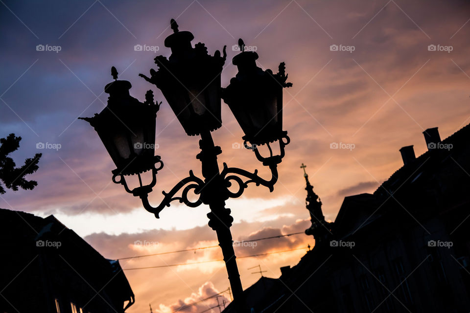 lanterns at sunset