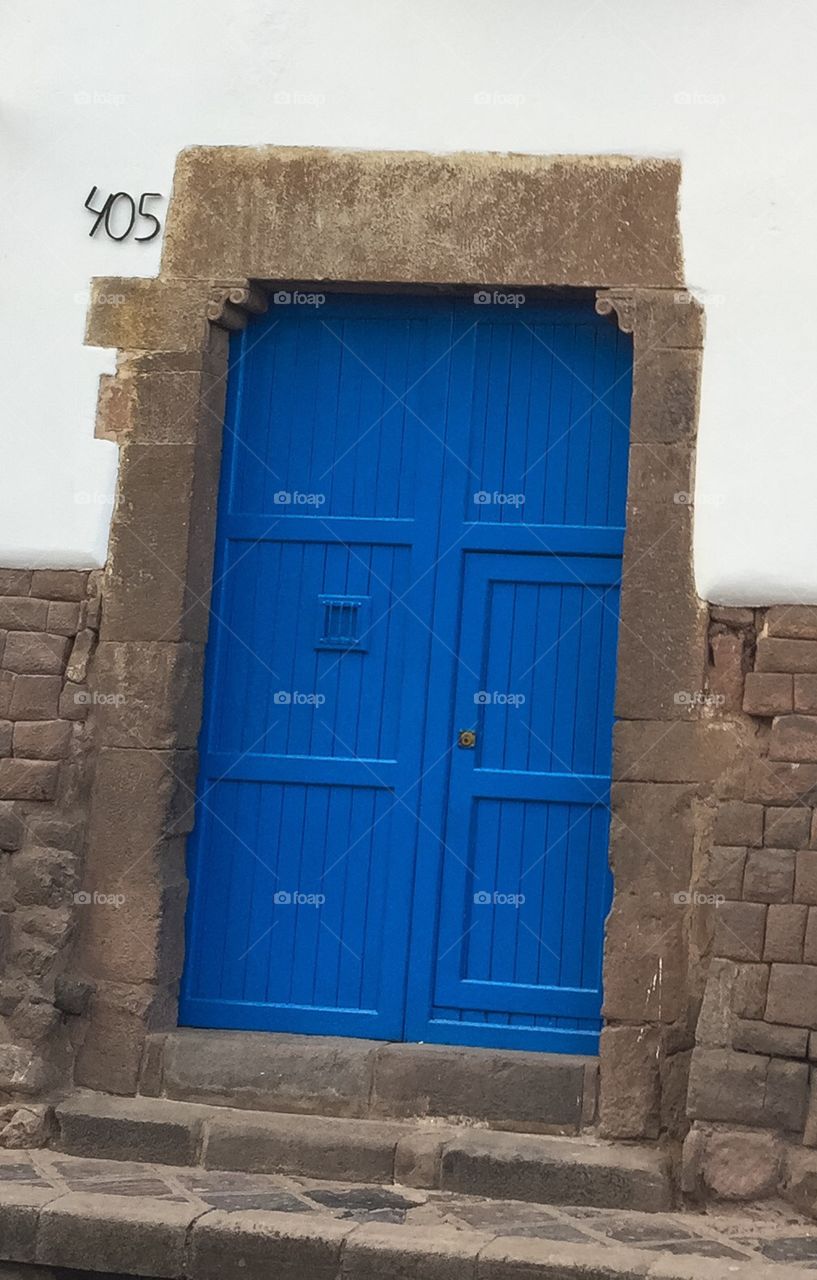 Cusco Peru blue door 