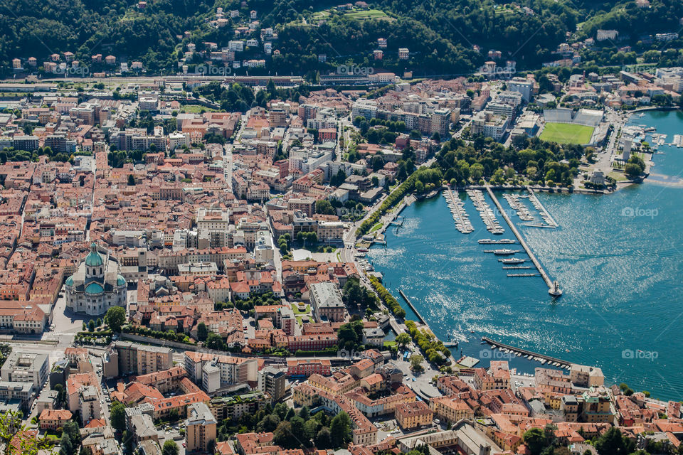 View of town and lake como, Italy