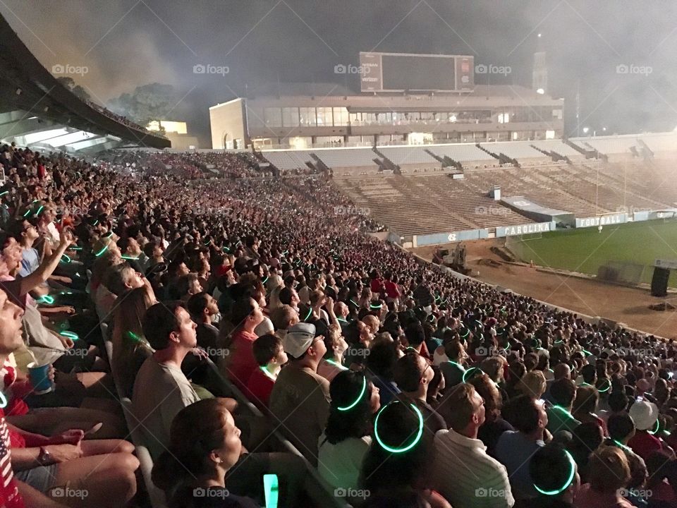 Crowd watching fireworks 