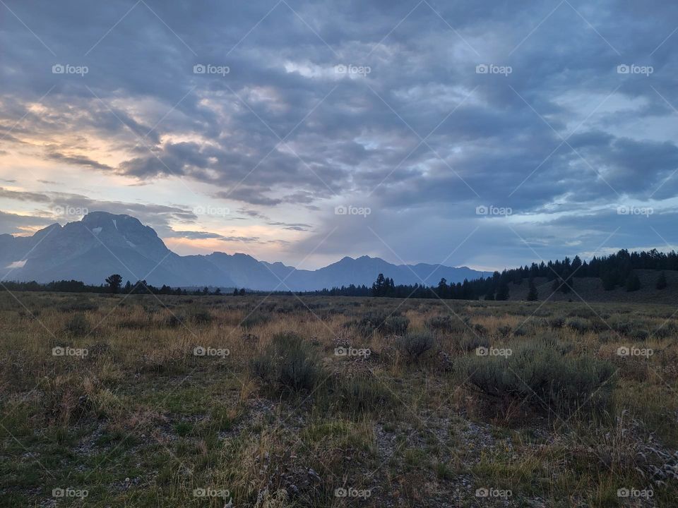 sudden mountain at dusk