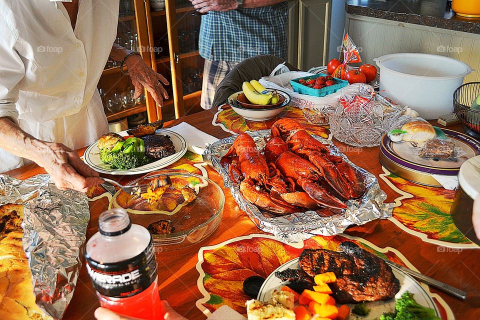 Lobster dinner with friends. Lobster dinner and bbq with friends