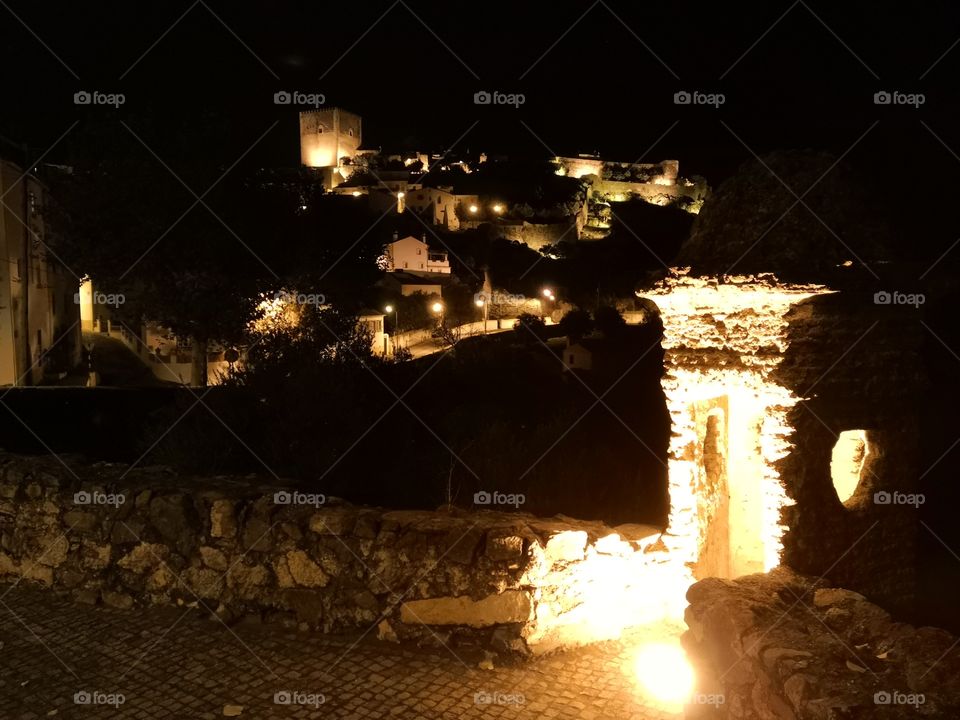 Castle & Guard, Night View, Castelo de Vide, Portugal