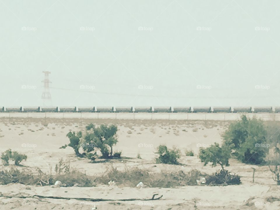 Cargo Hitch. I took a snapshot of a cargo train heading to Western Region of Abu Dhabi while on the bus.