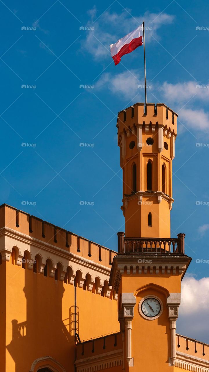 one of the towers of the historic railway station in Wrocław