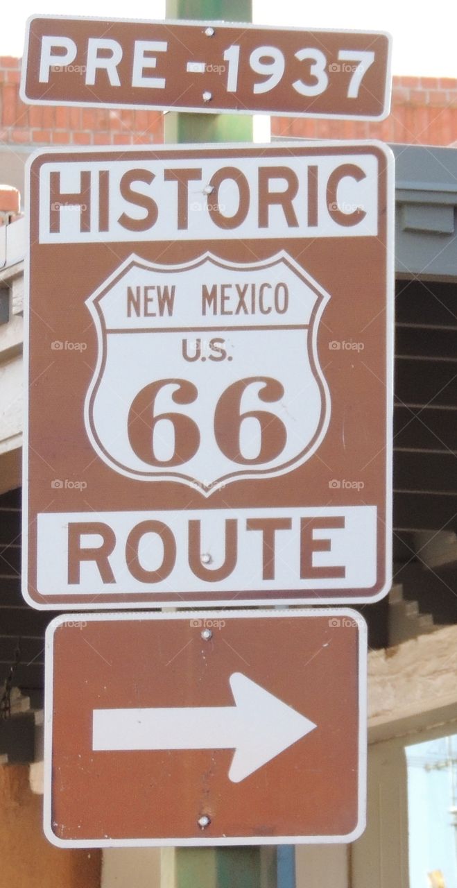 Route 66 sign on highway