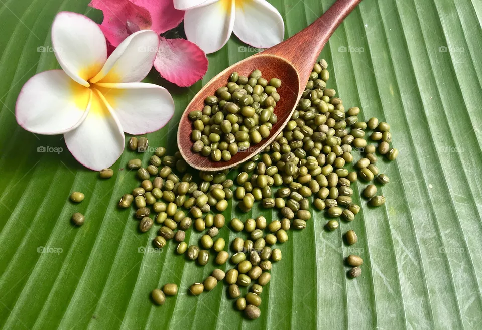 Nuts green on spoon