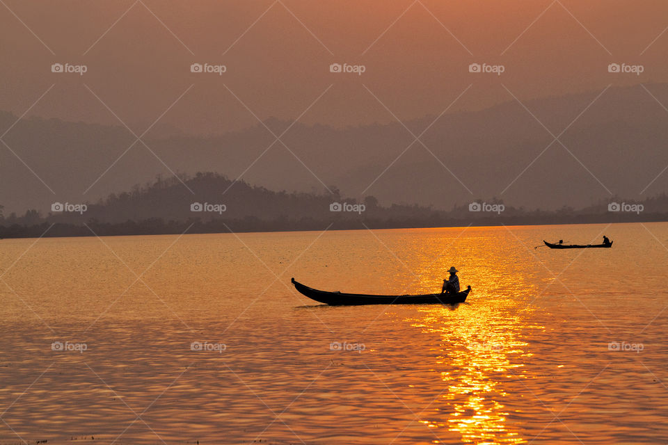Orange sunset at the lake ! (IndawGyi lake, Kachin State, Myanmar)