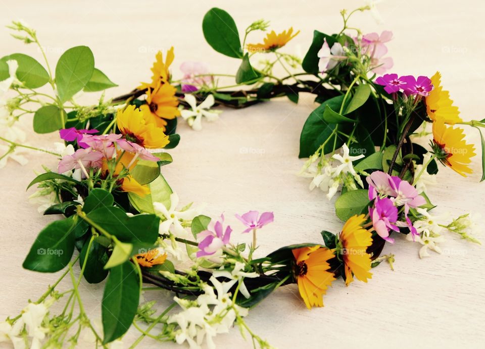 Wild flower crown sepia