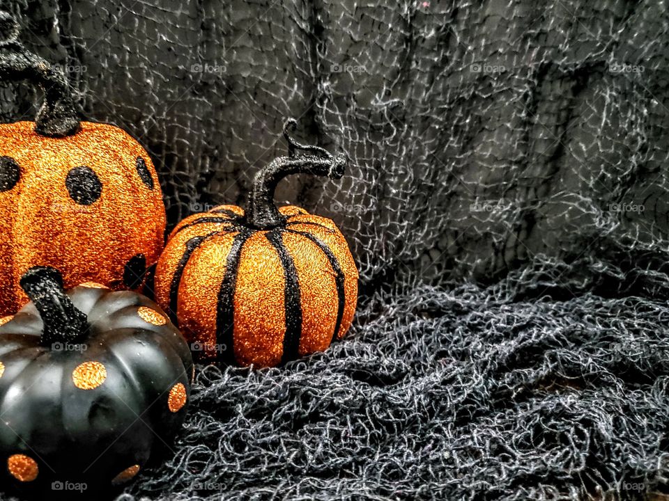 Halloween decorations glitter pumpkins