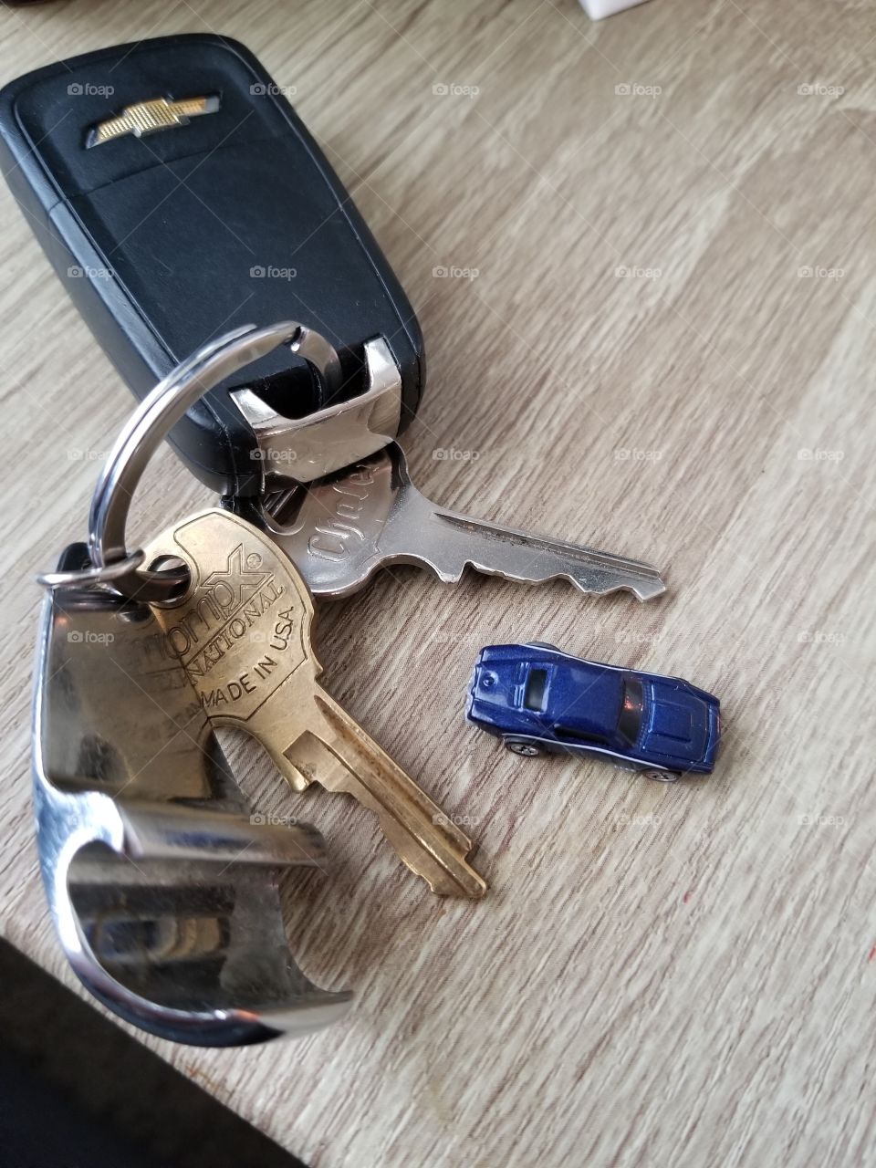 miniature match box car and keys