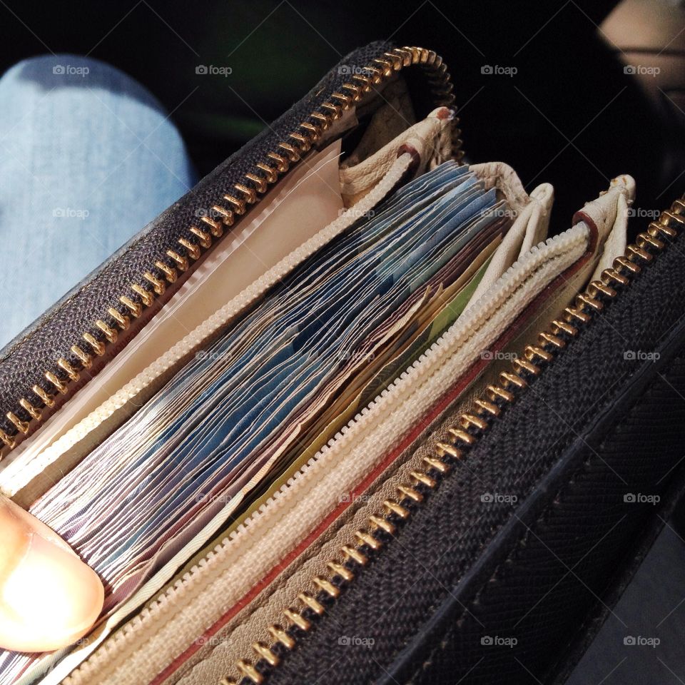 A wallet full of cash