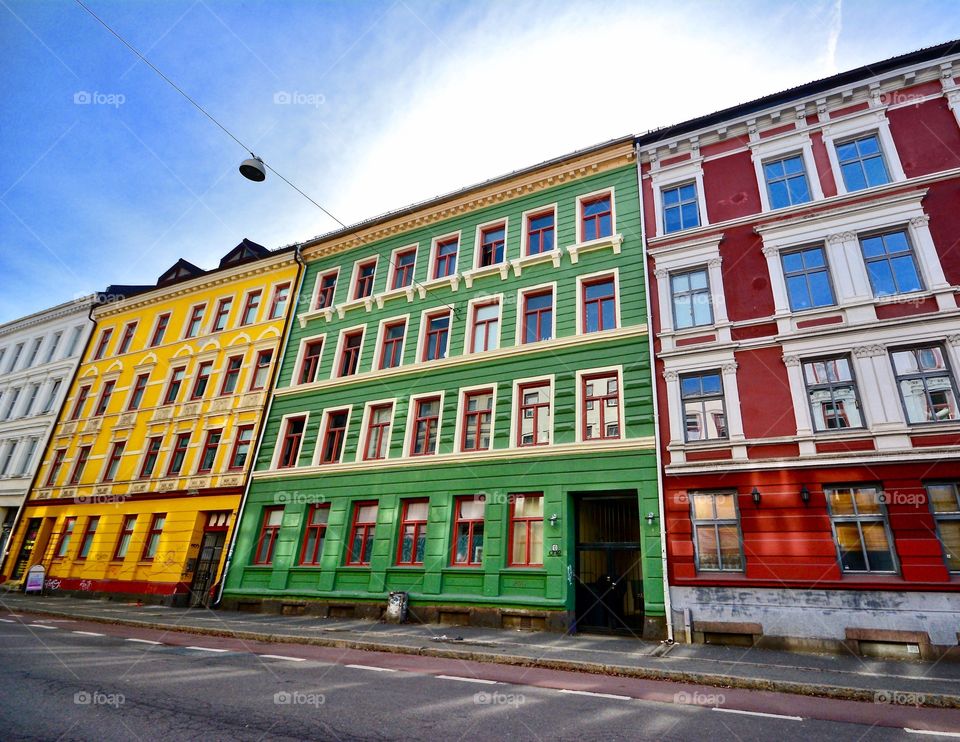 Colorful street view from Grünerløkka in Oslo, Norway