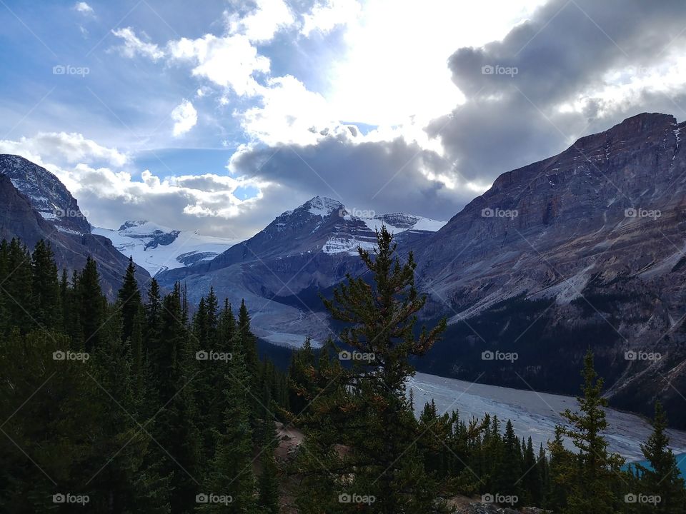 Mountain Overlook on Icefields Parkway in Banff National Park