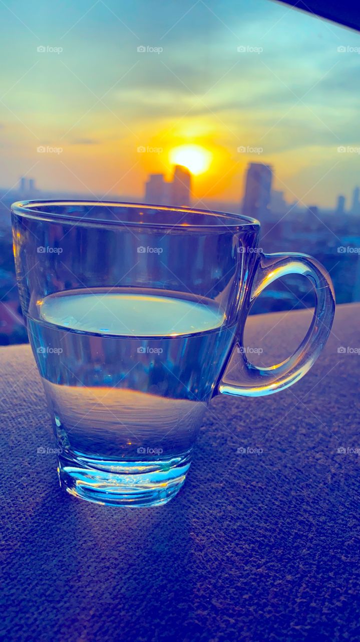 Just mineral water while sunset, windows shot