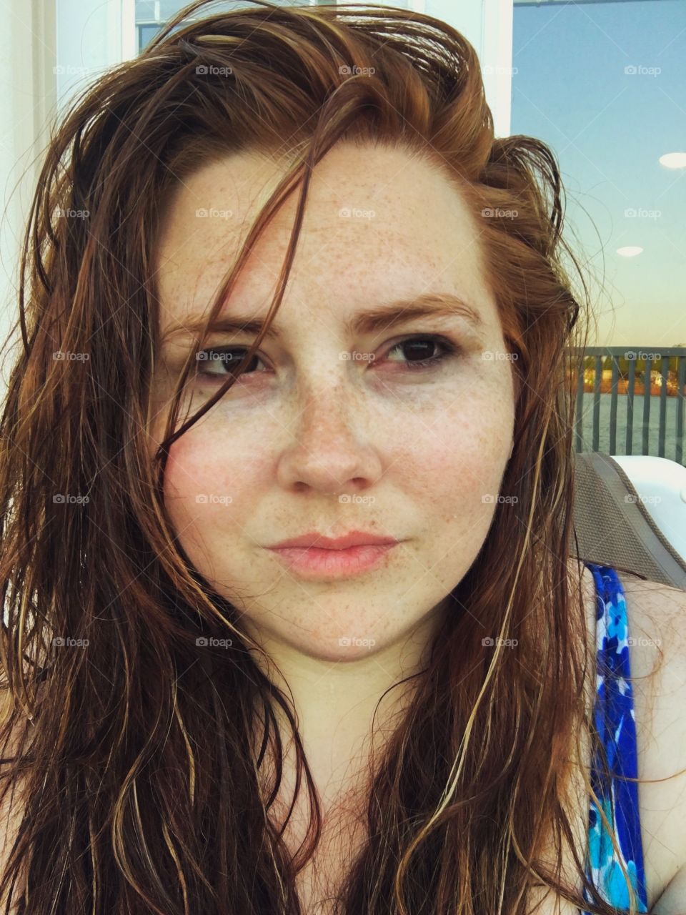 Freckles on young girl's face