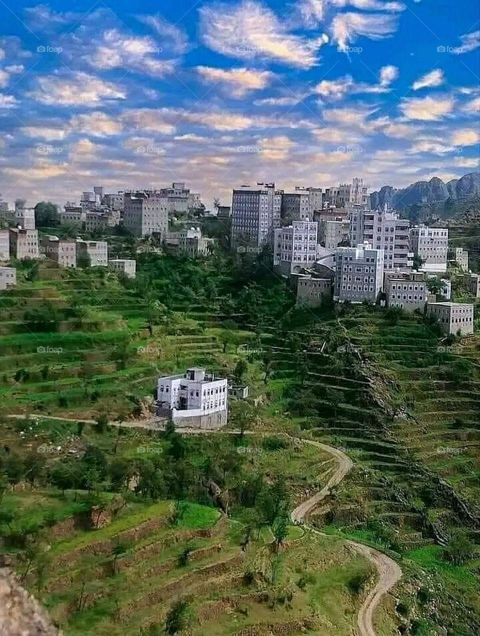 Glory be to God, the magnificent and picturesque view and the natural green trees are a view that is nothing more wonderful than it