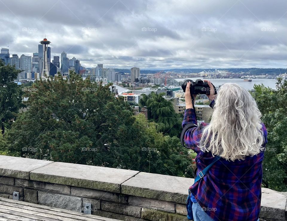 Seattle, Washington, photographer, from behind