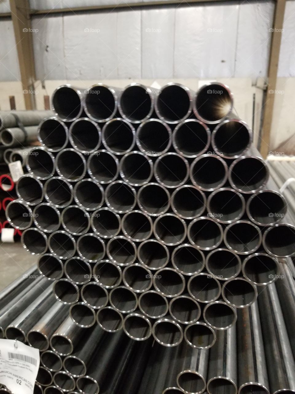 steel pipes neatly packaged.