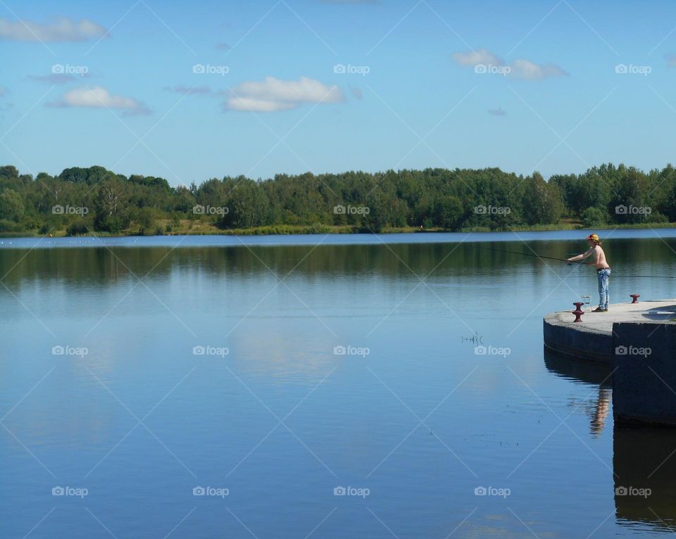 fishing on a lake countryside nature landscape