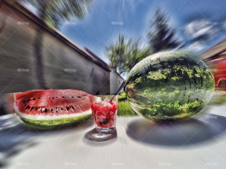 Watermelon juice with watermelon slice