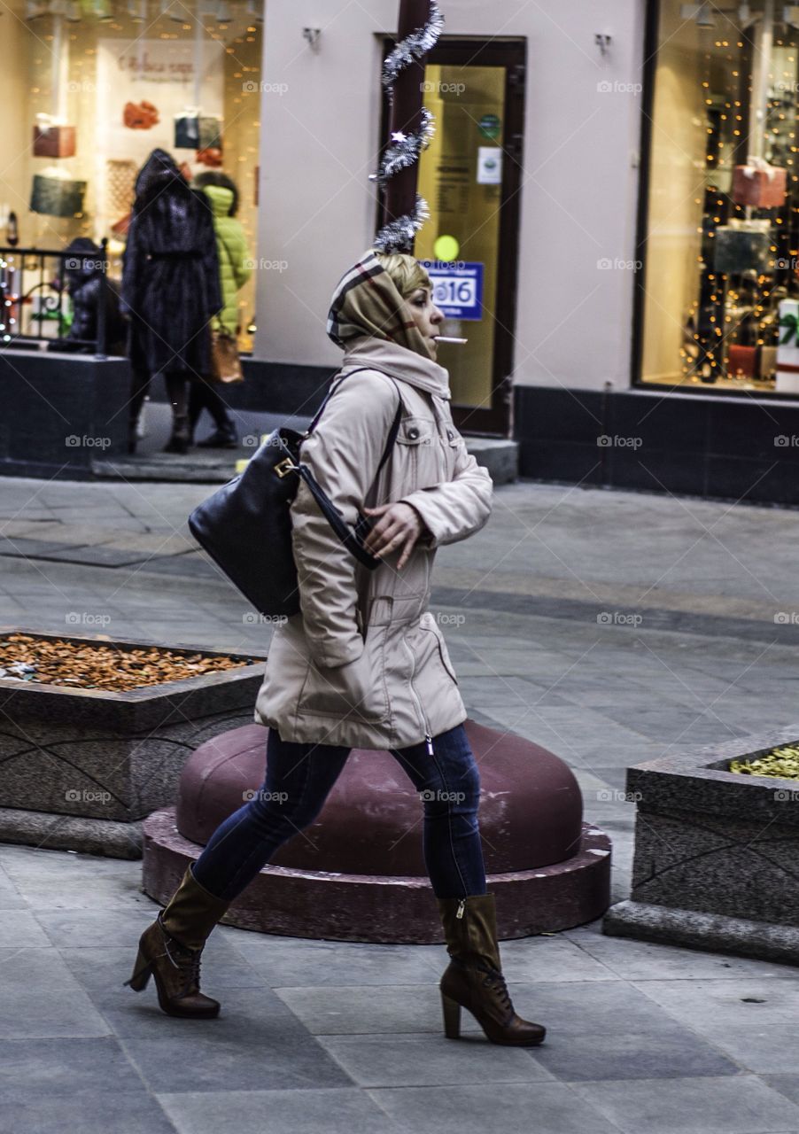 Woman is smoking 