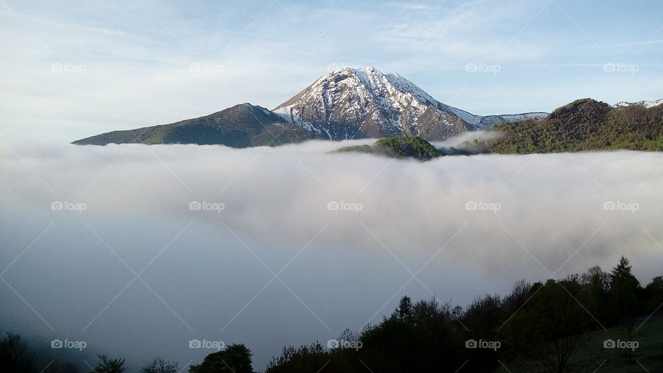mountain fog sky